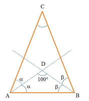 Треугольник abc-равнобедренный с основанием ab биссектрисы углов при основании пересекаются в точке