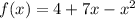 f(x)=4+7x-x^2