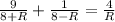 \frac{9}{8+R}+ \frac{1}{8-R}= \frac{4}{R}