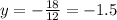 y = - \frac{18}{12} = -1.5