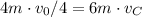 4m\cdot v_0/4=6m\cdot v_C