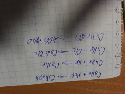 Доделайте уравнение реакции c3h6+h2o- c4h8+h2- c3h6+cl2- c4h8+o2-