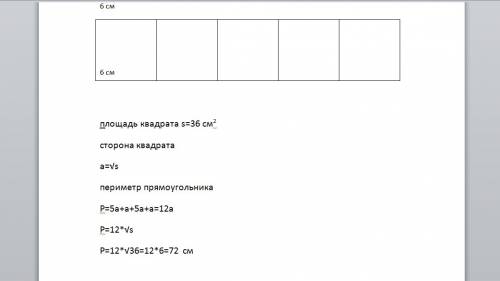 Из пяти равных квадратов сложили прямоугольник. найдите периметр этого прямоугольника, если площадь