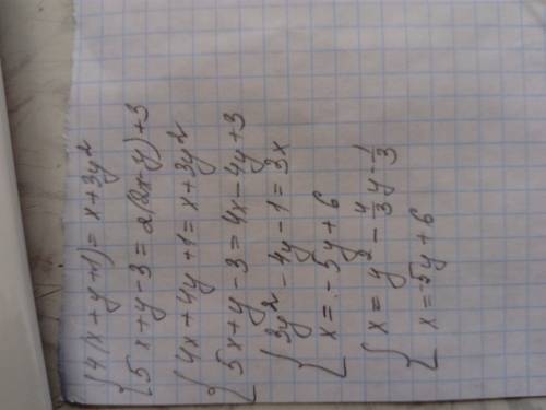 Решить графическим систему 4(х+у+1)=х+3у2 5х+у-3=2(2х-у)+3 скажи вас умаляю