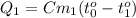 Q_1=Cm_1(t_0^o-t_1^o)