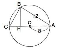 Радиус окружности равен 8 см, а хорда ab равна 12 см. из конца хорды a проведен диаметр.определить п