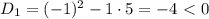 D_1=(-1)^2-1\cdot5=-4\ \textless \ 0