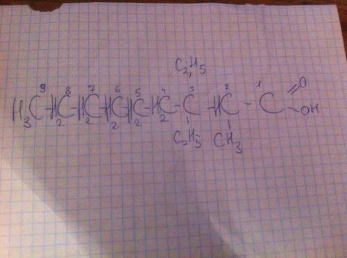 2-метил-3,3-диэтилнонановая кислота. составить схему!