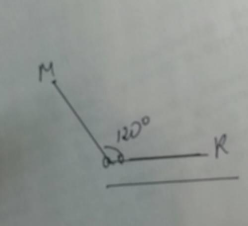 Постройте угол м,о,к,равный 120 градусам,внутри его отметьте точку а проведите через точку а прямую