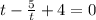 t-\frac{5}{t}+4 =0