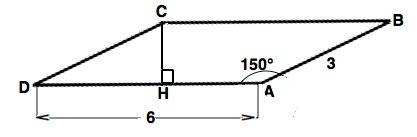 Найдите площадь паралеллограмма авсд есдм угол а =150° ав=3см ад=6 см прлииз