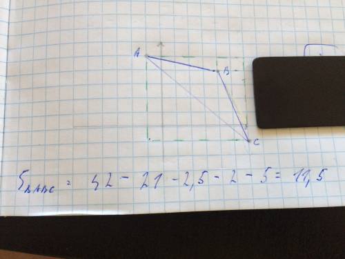 Найдите площадь треугольника с вершинами в точках (-1; 5); (4; 4); (6; -1)