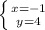 \left \{ {x=-1} \atop {y=4}} \right.