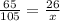 \frac{65}{105} = \frac{26}{x}