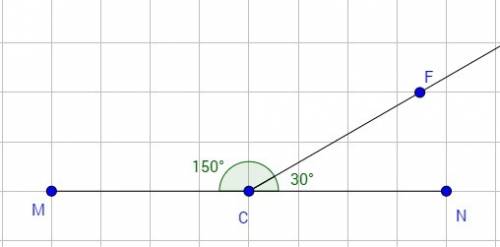 Луч cf делит развернутый угол mcn на два угла mcf и fcn найдите градусную меру этих углов если угол