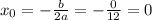 x_{0} =- \frac{b}{2a}=- \frac{0}{12}=0