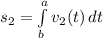 s_{2} = \int\limits^a_b { v_{2}(t) } \, dt