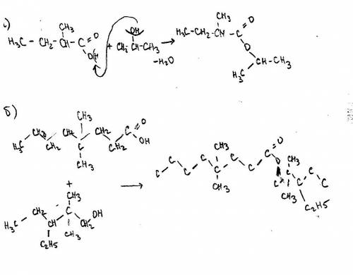 Т.т составить реакции этерификации между а) 2 метилбутановой кислотой и пропанолом 2 б) 4, 4 демиток