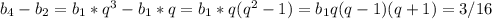 b_4-b_2=b_1*q^3-b_1*q=b_1*q(q^2-1)=b_1q(q-1)(q+1)=3/16