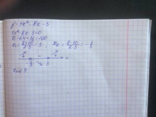 Найдите точку минимума функции y=x^3-4x-3x-13