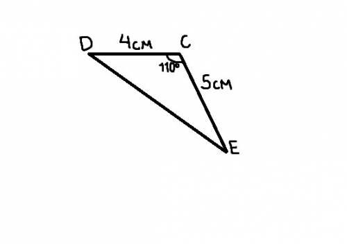 Построить треугольник сде, у которого дс = 4 см, де = 5 см, стороной д = 110 градусов