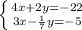 \left \{ {{4x+2y=-22} \atop {3x- \frac{1}{7}y=-5}} \right.