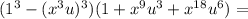 (1^3-(x^3u)^3)(1+x^9u^3+x^{18}u^6)=