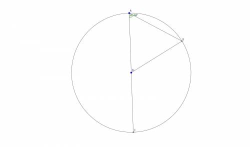 Из точки данноой окружности проведены диаметр и хорда, равная радиусу.найдите угол между ними. с рис