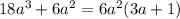 18a^3+6a^2=6a^2(3a+1)