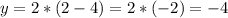 y=2*(2-4)=2*(-2)=-4