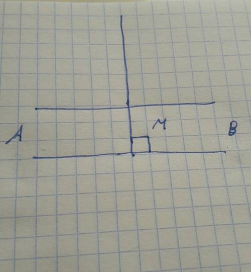 Провести прямую ав. через точку м провести прямую, параллельную ав, и прямую, перпендикулярную ав.