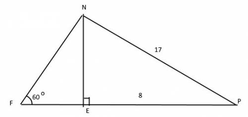 Решить .высота ne треугольника fnp делит его сторону fp на отрезки fe и pe. найдите длину отрезка nf