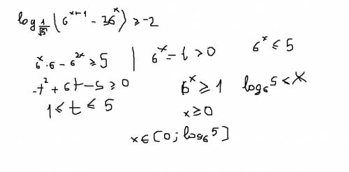 С1) log(1/sqrt5) (6^(x+1)-36^(x))> =-2 2) log(1/3) ((3x+1)/(x-2))> -1