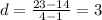 d=\frac{23-14}{4-1}=3