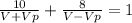 \frac{10}{V+Vp}+ \frac{8}{V-Vp}=1