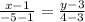 \frac{x-1}{-5-1}=\frac{y-3}{4-3}