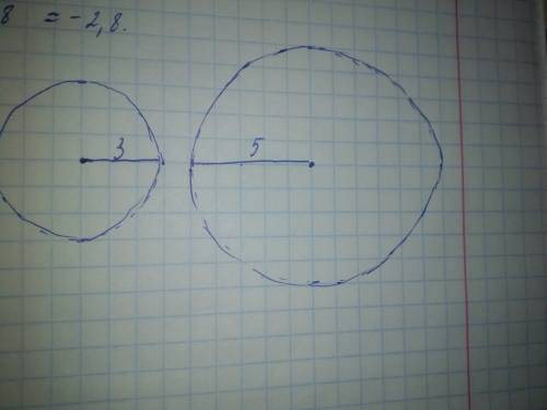 Радиусы окружностей равны 3 и 5 см, а расстояние между их центрами равно 9 см . на каком рисунке изо
