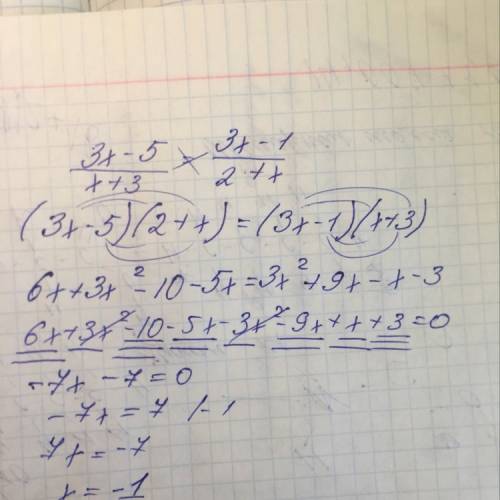 Найдите корни уравнения: 3х-5/х+3=3x-1/2+x ( знак- / - дробная черта