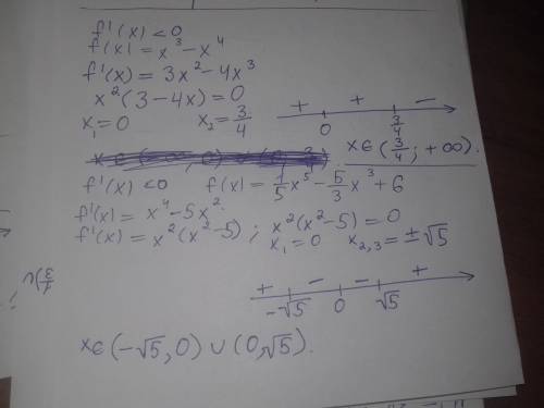 Решите неравенство f'(x)< 0 f(x)=x^3-х^4 решите неравенство f'(x)< 0 f(x)=1/5x^5-5/3x^3+6x