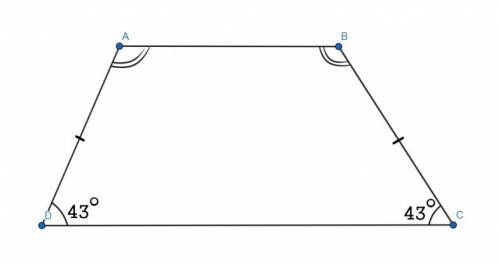 Вравнобедреной трапеции один из углов 43 градуса найти наибольший угол трапеции