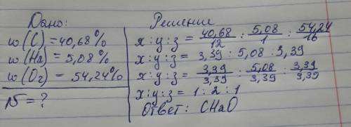 Выведите молекулярную формулу янтарной кислоты на основании следующих данных: углерода =40,68%, водо