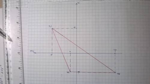 Постройте треугольник abc если a=(-3; -6) b=(-3; 1) c=(4; 4)