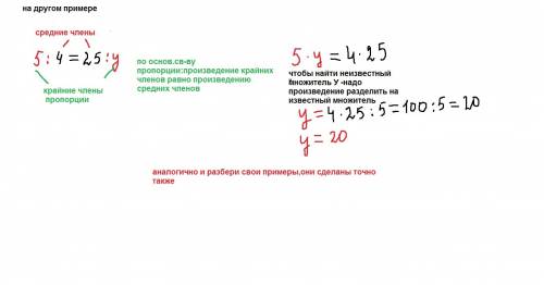 Найти неизвестный член пропорции: а) x: 4/25=3/4: 4/5 б) 7 4/5: 2 3/5=4 1/2: y b) 15,04: 2,688=m: 26