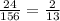 \frac{24}{156} = \frac{2}{13}