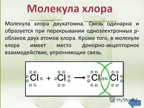 Изобразить схему строения атома хлора и электронную формулу молекулы и указать вид связи.