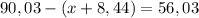 90,03-(x+8,44)=56,03