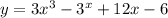 y=3x^3-3^x+12x-6