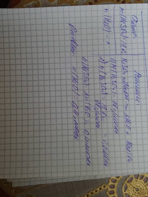 Какое кольчество вещества воды выделяется при взаимодействии гидроксида натрия и 19.6 г серной кисло
