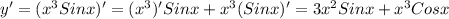 y'=(x^3Sinx)'=(x^3)'Sinx+x^3(Sinx)'=3x^2Sinx+x^3Cosx