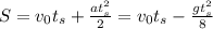 S=v_0 t_s+ \frac{at_{s}^2}{2} =v_0 t_s- \frac{gt_{s}^2}{8}